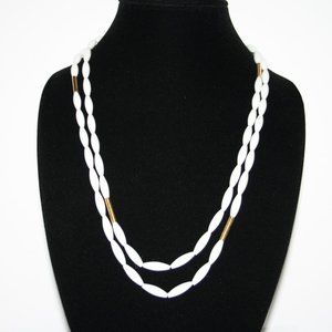 Vintage white and gold beaded MONET necklace 52"